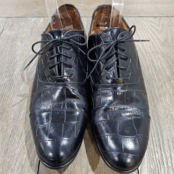 Paul Fredrick Black Crocodile Pattern Oxfords - Picture 2 of 9